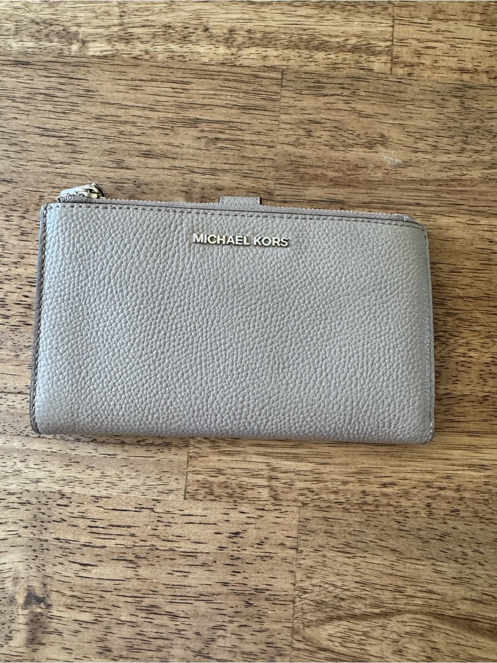 Michael Kors Pebbled Leather Zip-Around Wallet in Taupe Gray